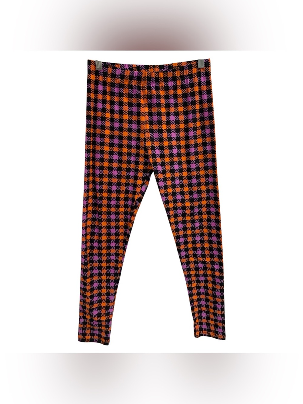 Sweetlegs NWT Branded Leggings - Orange & Pink Plaid Accent Size M